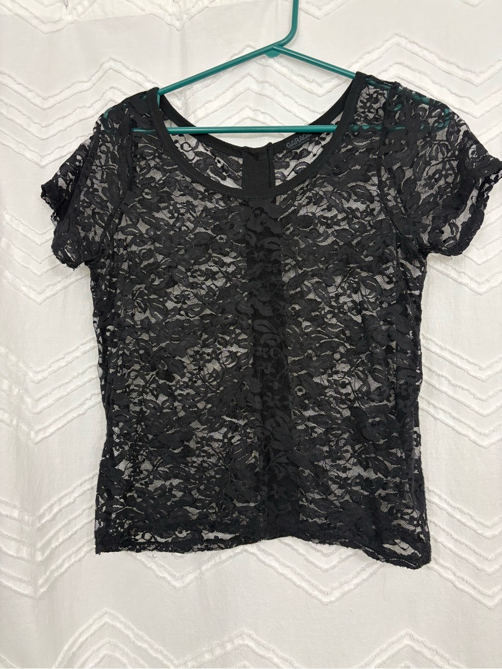 Black Lace Short Sleeve Women's Top